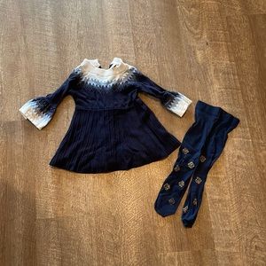 Janie and Jack Navy Snowflake Sweater Dress 12-18M